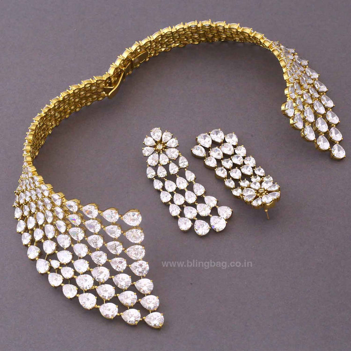 Golden Tirzahi Zirconia Jewellery Set
