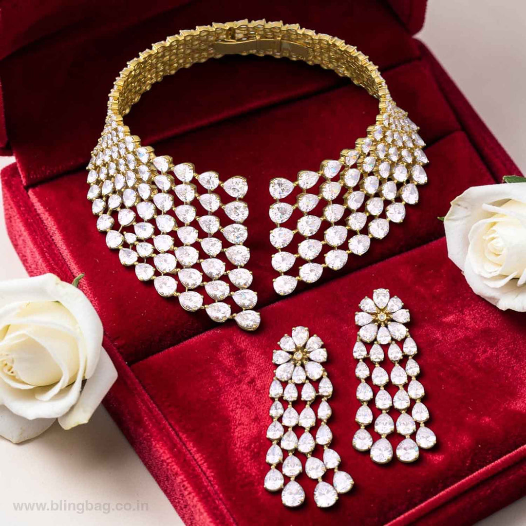Golden Tirzahi Zirconia Jewellery Set