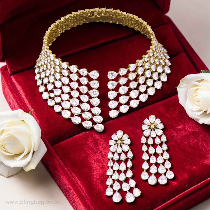 Golden Tirzahi Zirconia Jewellery Set