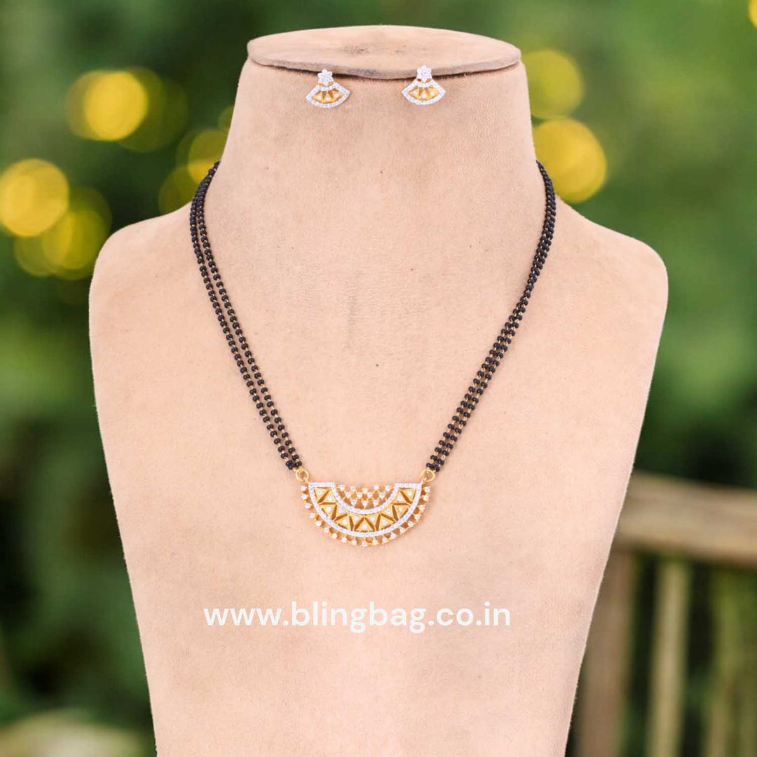 Golden Tribhuj Mangalsutra Set