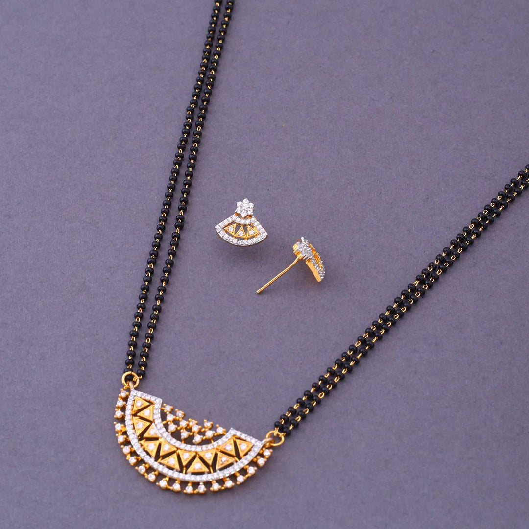 Golden Tribhuj Mangalsutra Set