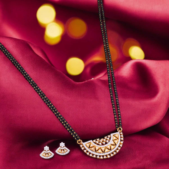 Golden Tribhuj Mangalsutra Set