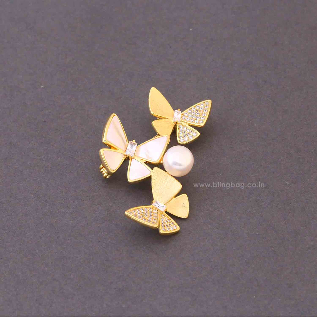 Golden Trio Flutter Brooch