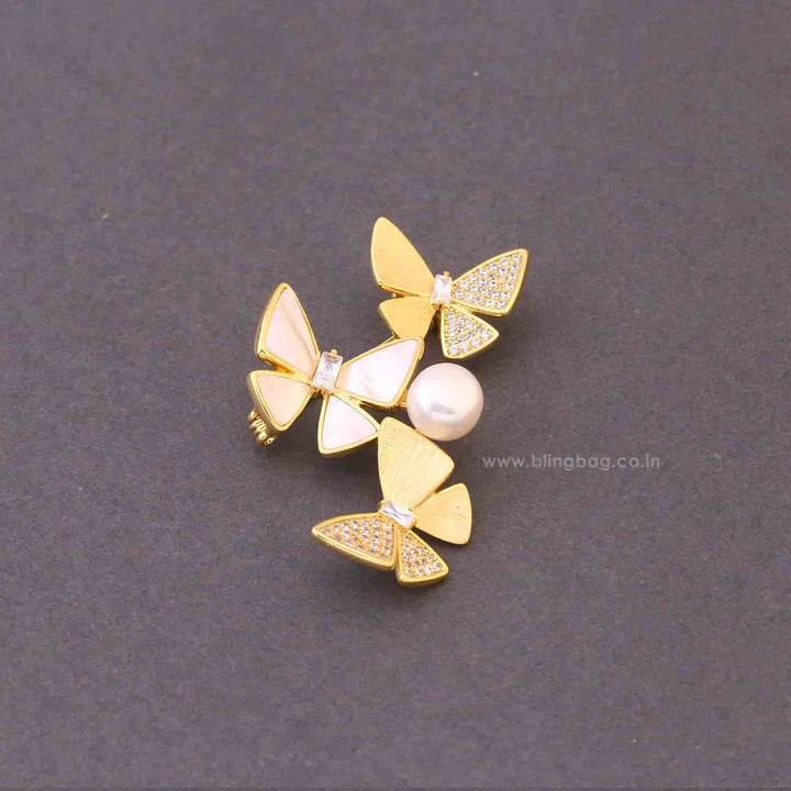 Golden Trio Flutter Brooch