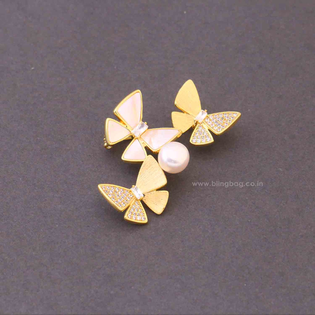 Golden Trio Flutter Brooch