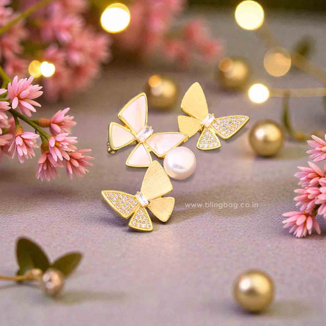 Golden Trio Flutter Brooch