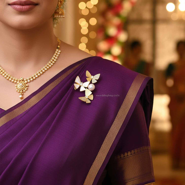 Golden Trio Flutter Brooch