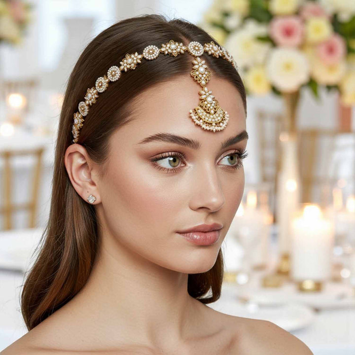 Golden Tripti Hairband With Tikka