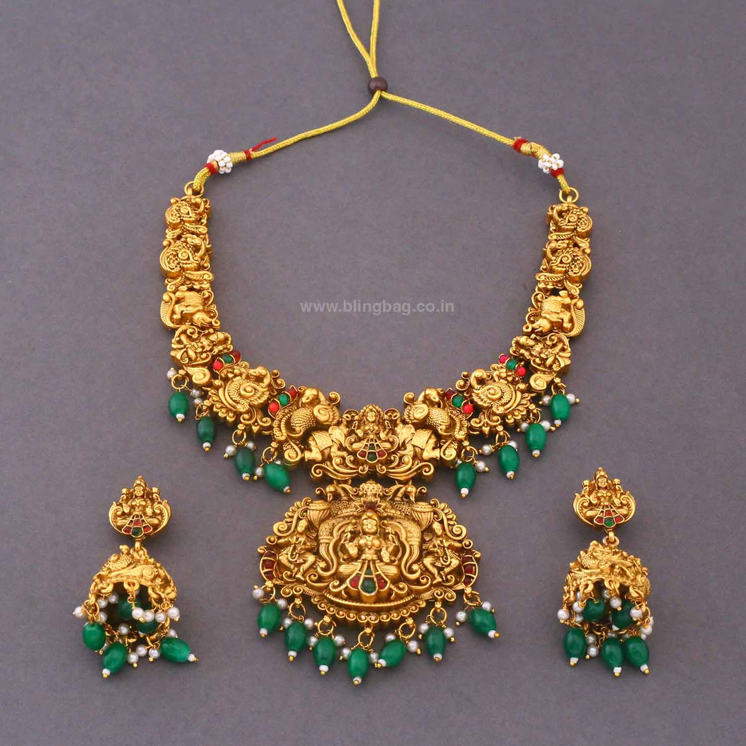 Multicolor Tripura Bridal Temple Jewellery Set - New Arrival