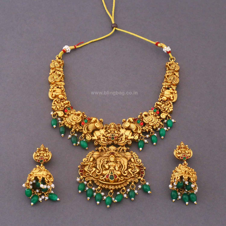 Multicolor Tripura Bridal Temple Jewellery Set - New Arrival