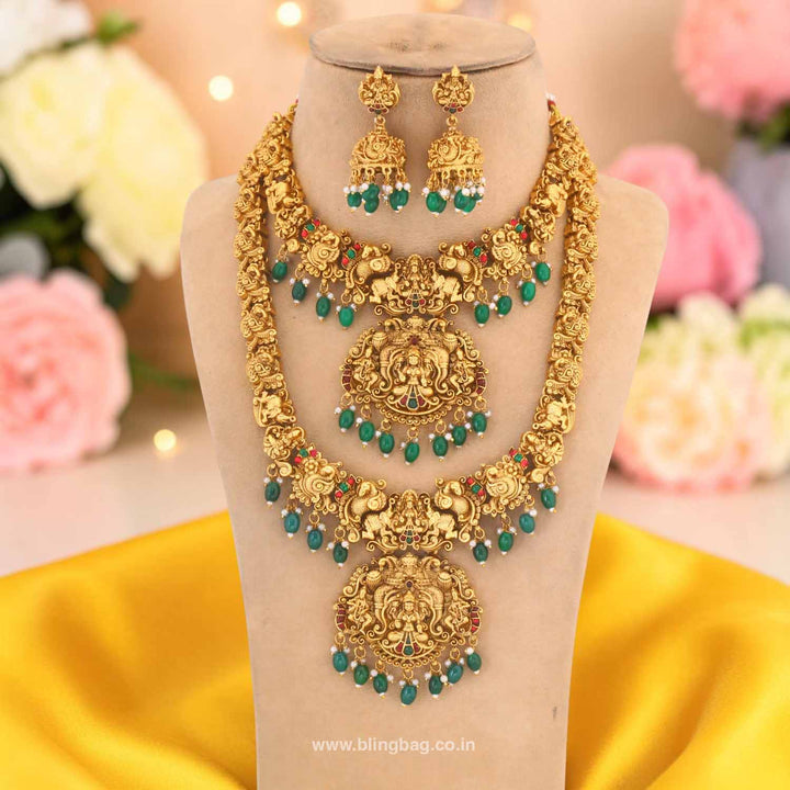 Multicolor Tripura Bridal Temple Jewellery Set - New Arrival