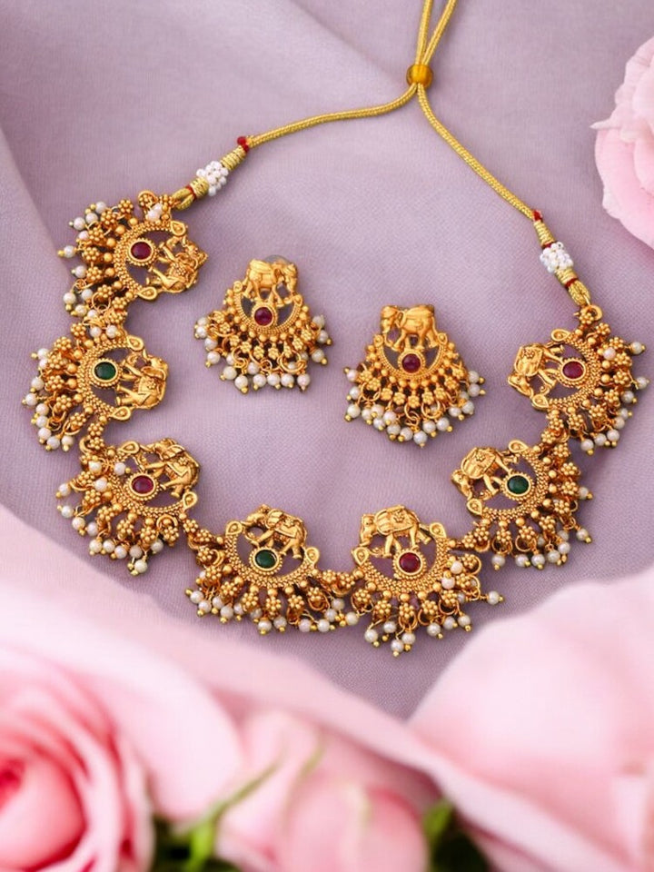 Golden Tripurari Temple Jewellery Set - New Arrival