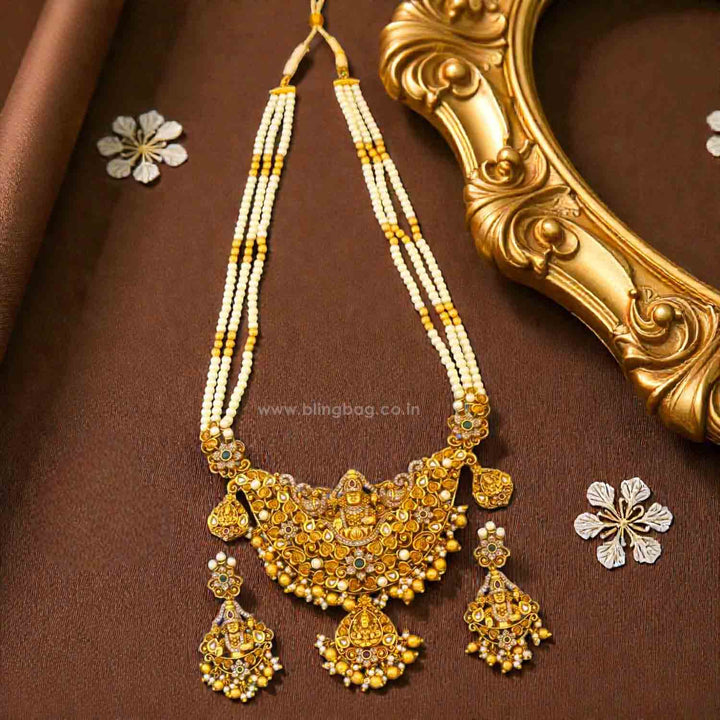 Golden Tripuraya Temple Jewellery Set - New Arrival