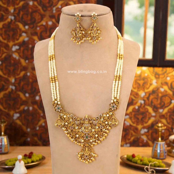 Golden Tripuraya Temple Jewellery Set - New Arrival