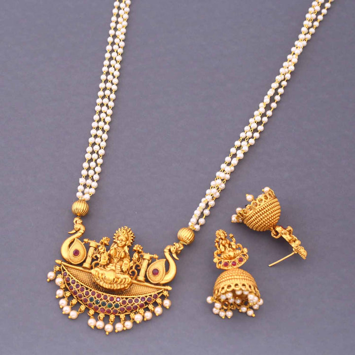 Golden Triveni Temple Jewellery Set - New Arrival