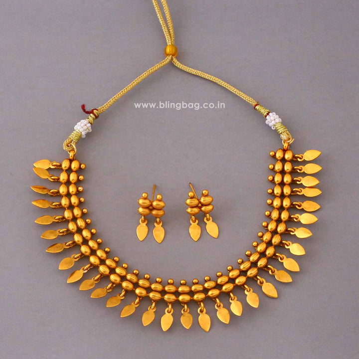 Golden Tulasii Antique Jewellery Set- New Arrival