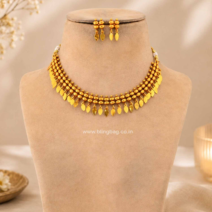 Golden Tulasii Antique Jewellery Set- New Arrival