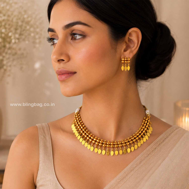 Golden Tulasii Antique Jewellery Set- New Arrival
