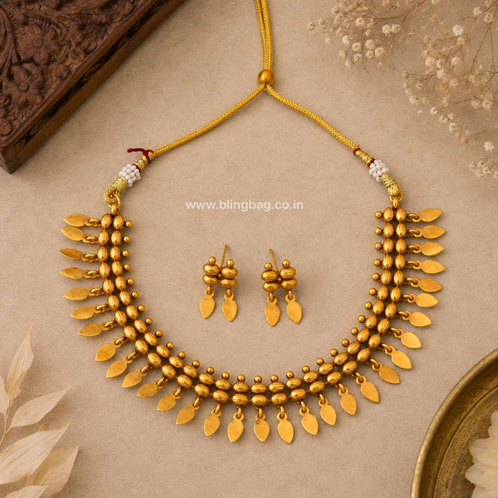 Golden Tulasii Antique Jewellery Set- New Arrival