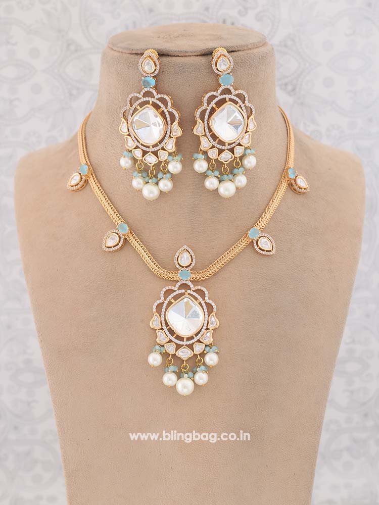 Golden Turquoise Catherine Zirconia Jewellery Set - EOSS