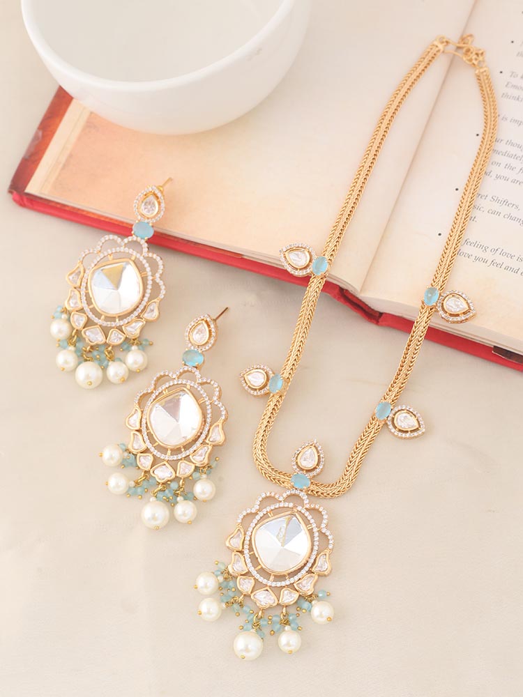 Golden Turquoise Catherine Zirconia Jewellery Set - EOSS