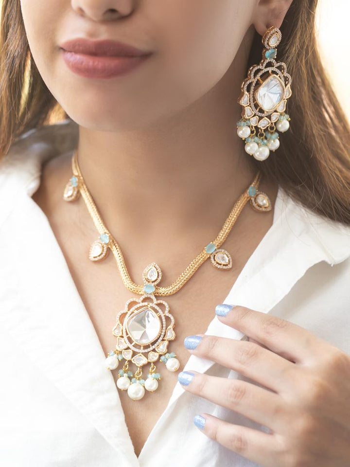 Golden Turquoise Catherine Zirconia Jewellery Set - EOSS
