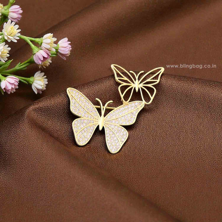 Golden Twin Wings Brooch