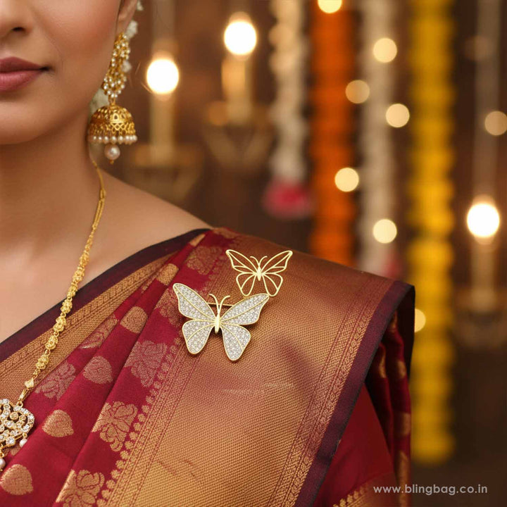 Golden Twin Wings Brooch