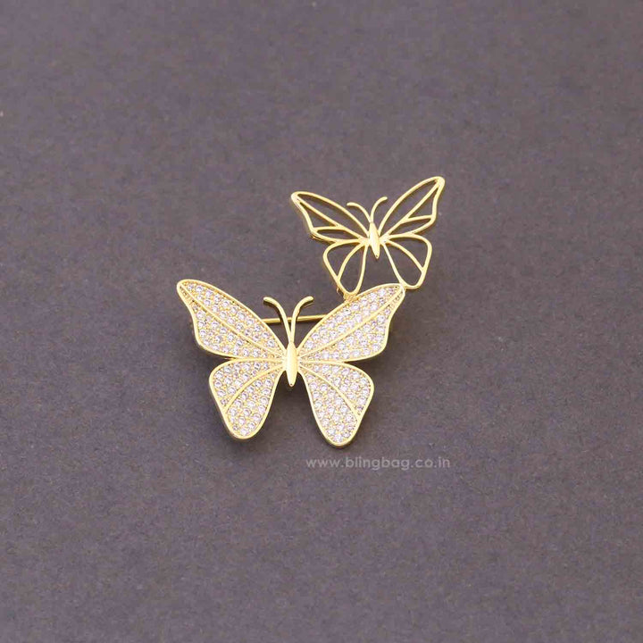 Golden Twin Wings Brooch