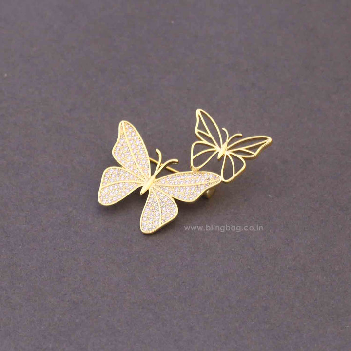 Golden Twin Wings Brooch
