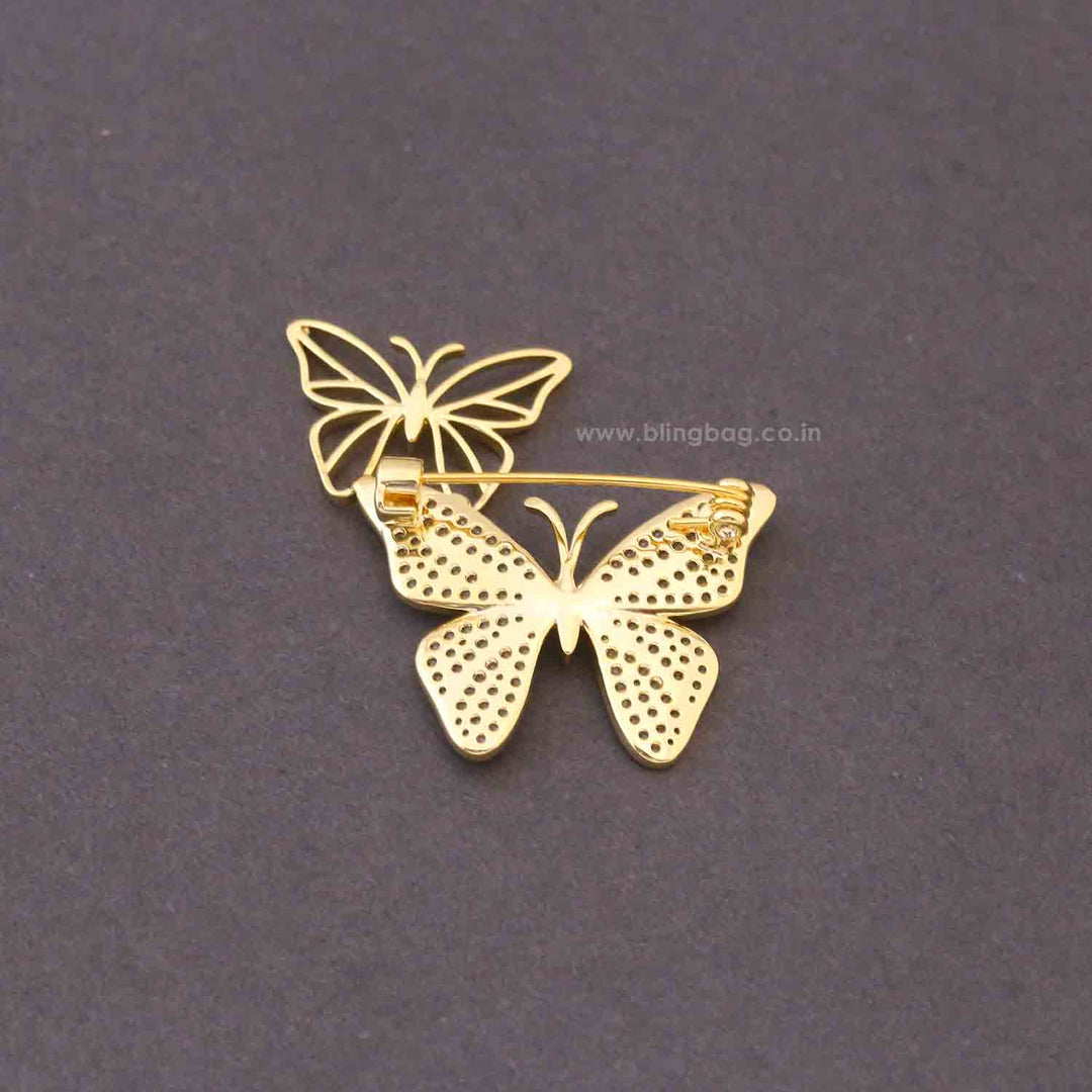 Golden Twin Wings Brooch