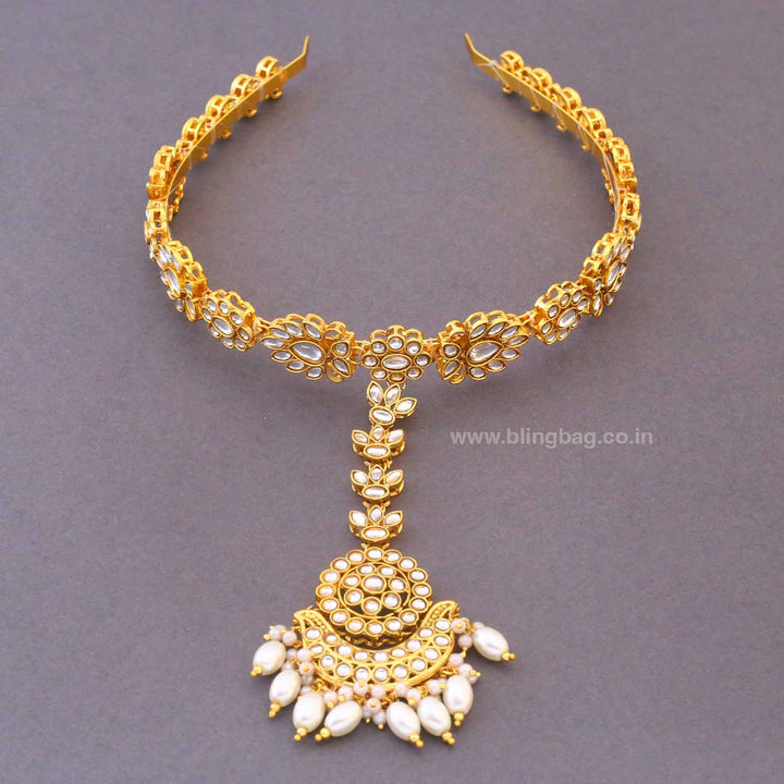 Golden Uhaati Hairband With Tikka