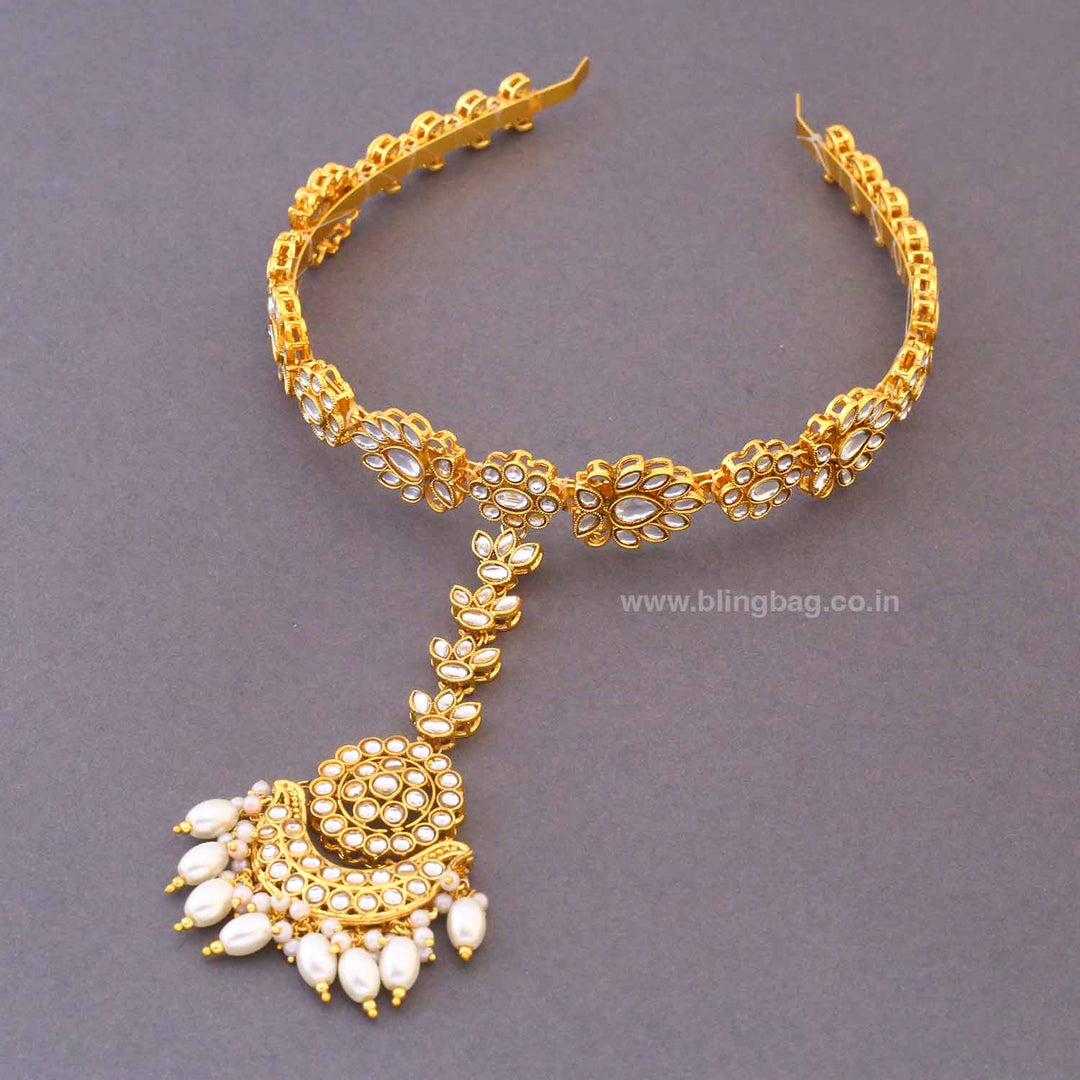 Golden Uhaati Hairband With Tikka