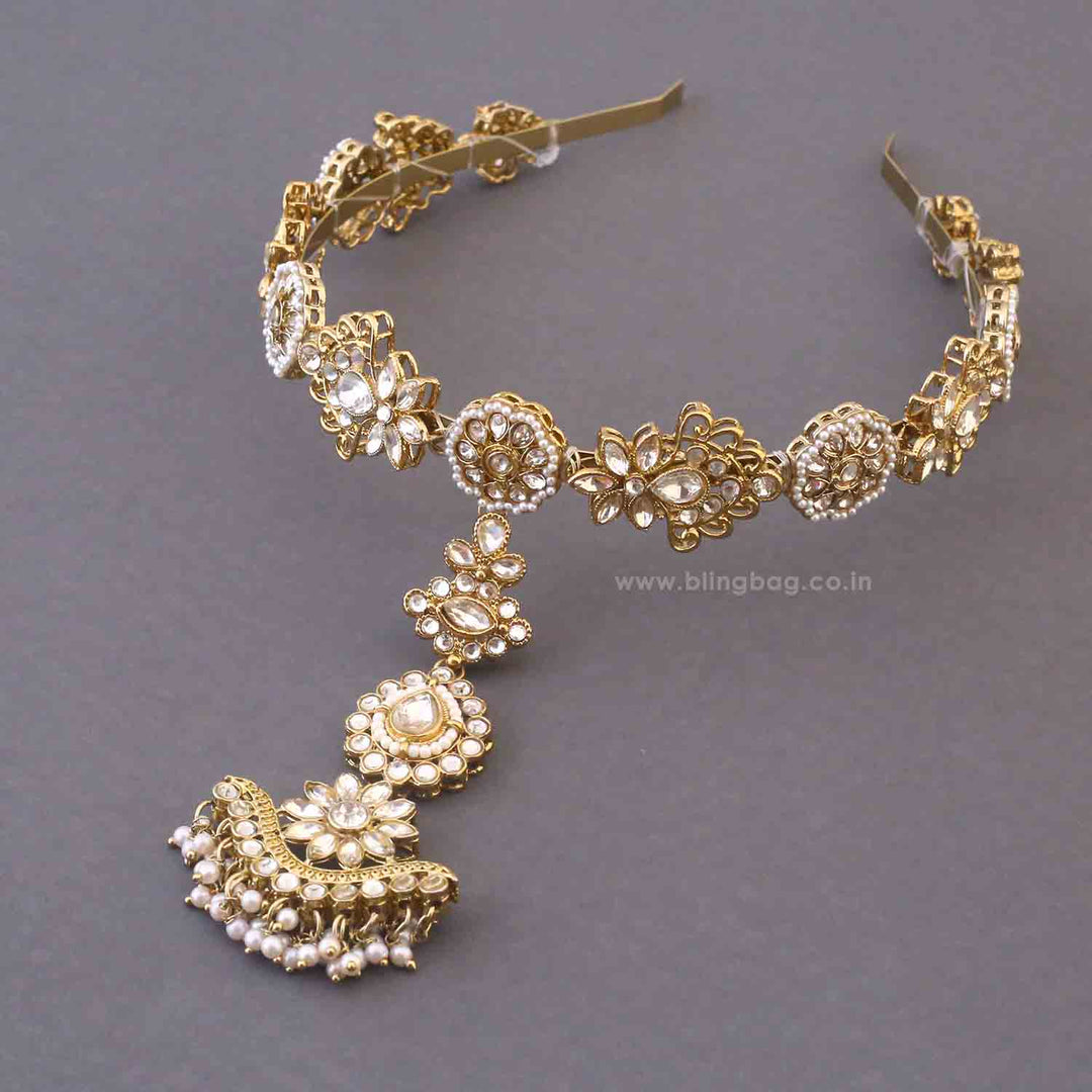 Golden Umangi Hairband With Tikka