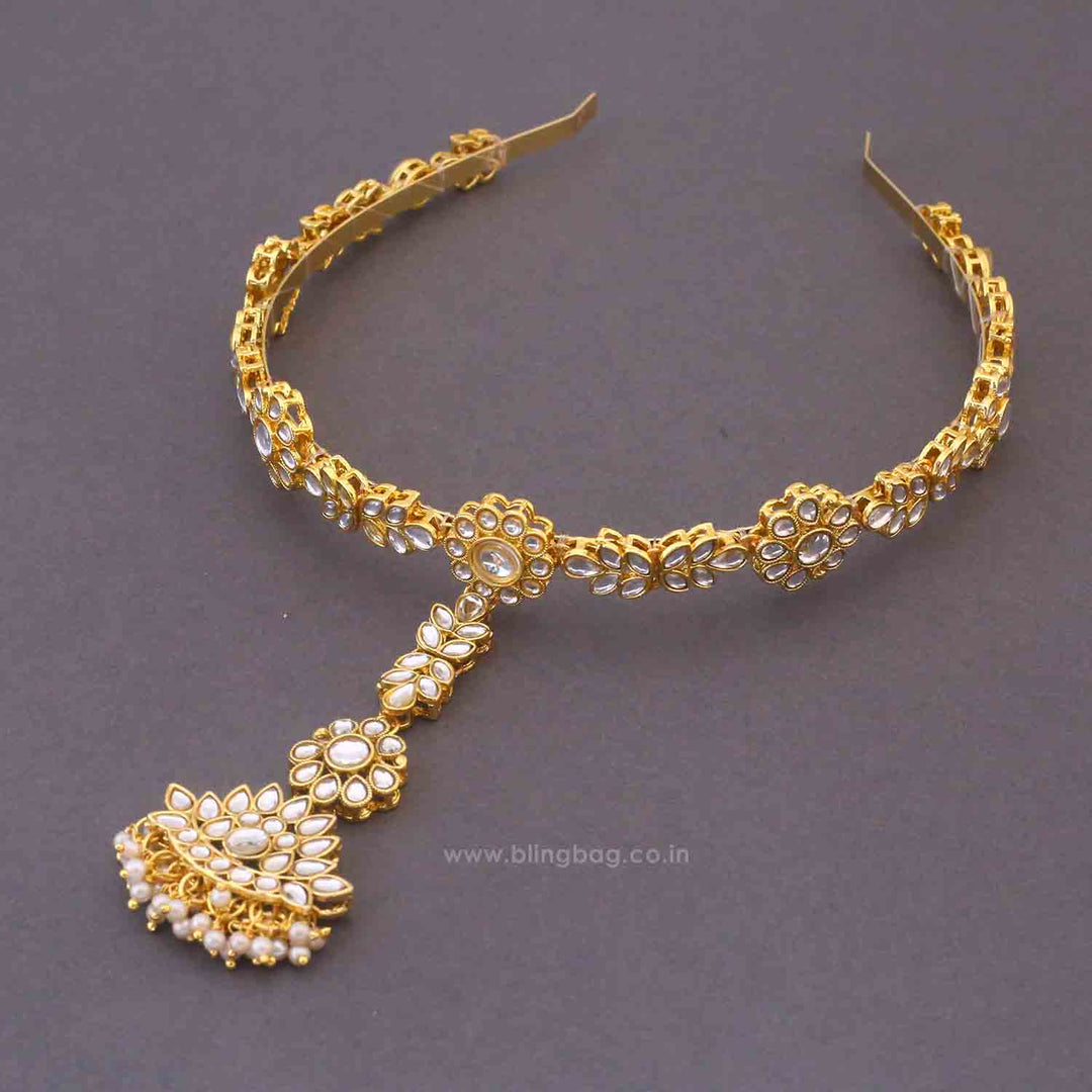 Golden Umish Hairband With Tikka