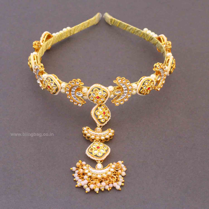 Golden Unisa Hairband With Tikka
