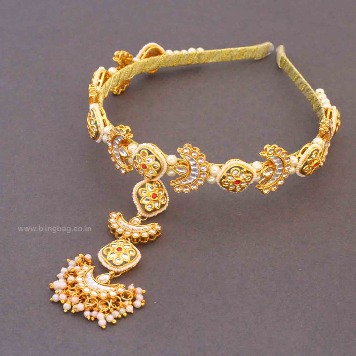 Golden Unisa Hairband With Tikka