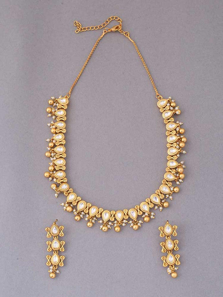 Golden Ushas Temple Jewellery Set