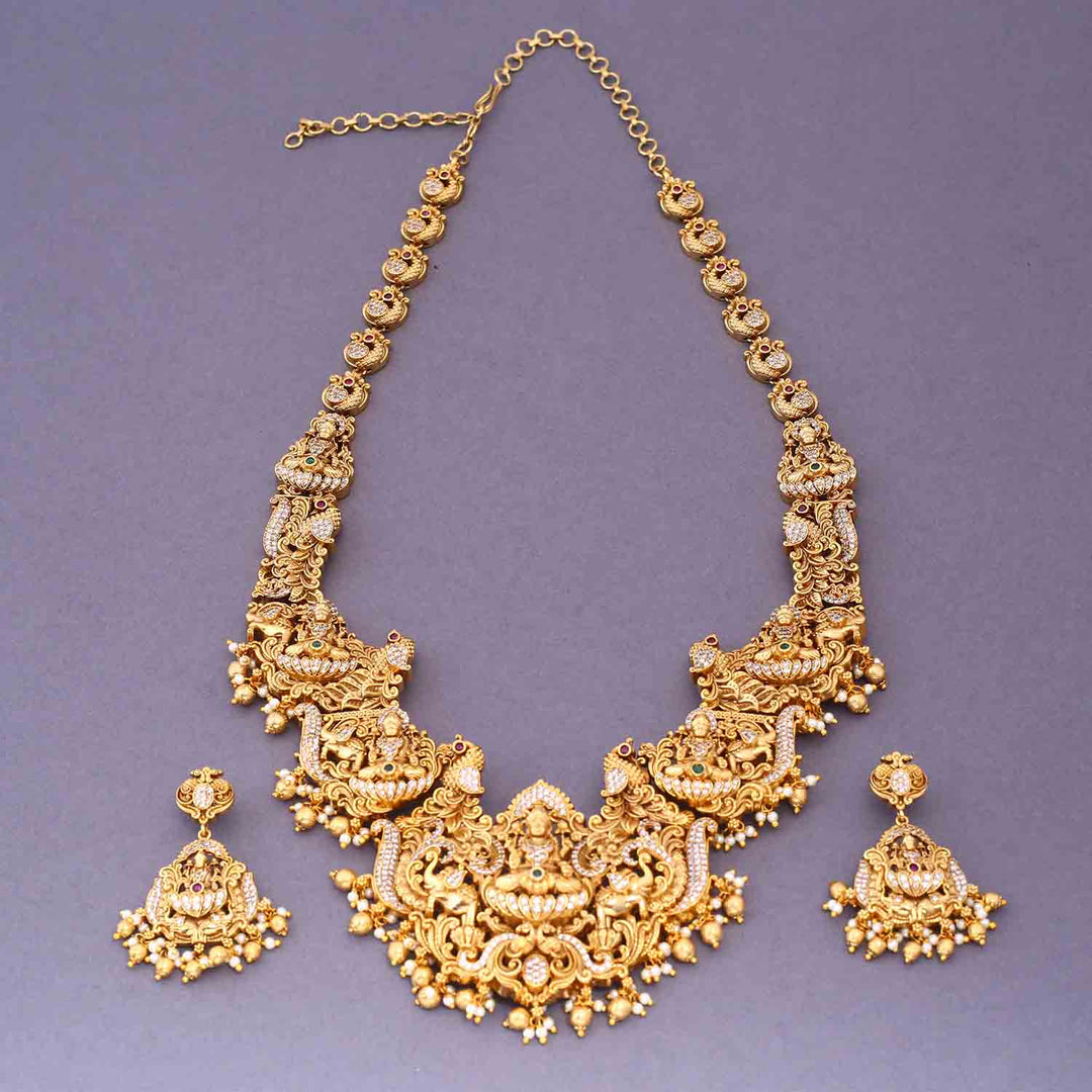 Golden Ushmidevi 3D Temple Jewellery Set- New Arrival