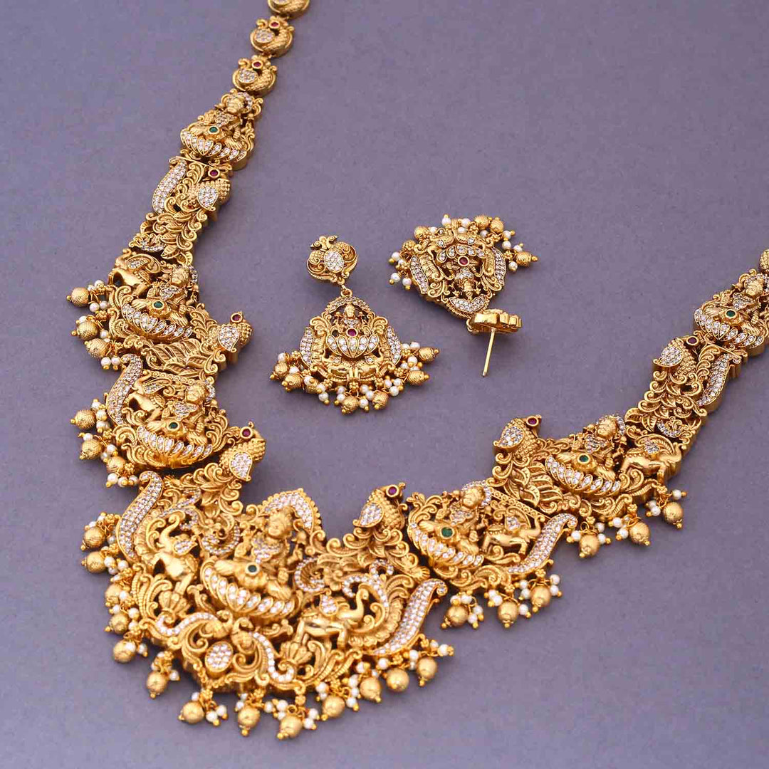 Golden Ushmidevi 3D Temple Jewellery Set- New Arrival