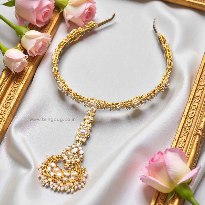 Golden Vaama Hairband With Tikka