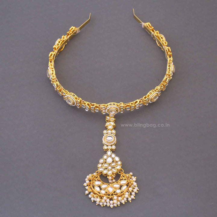 Golden Vaama Hairband With Tikka