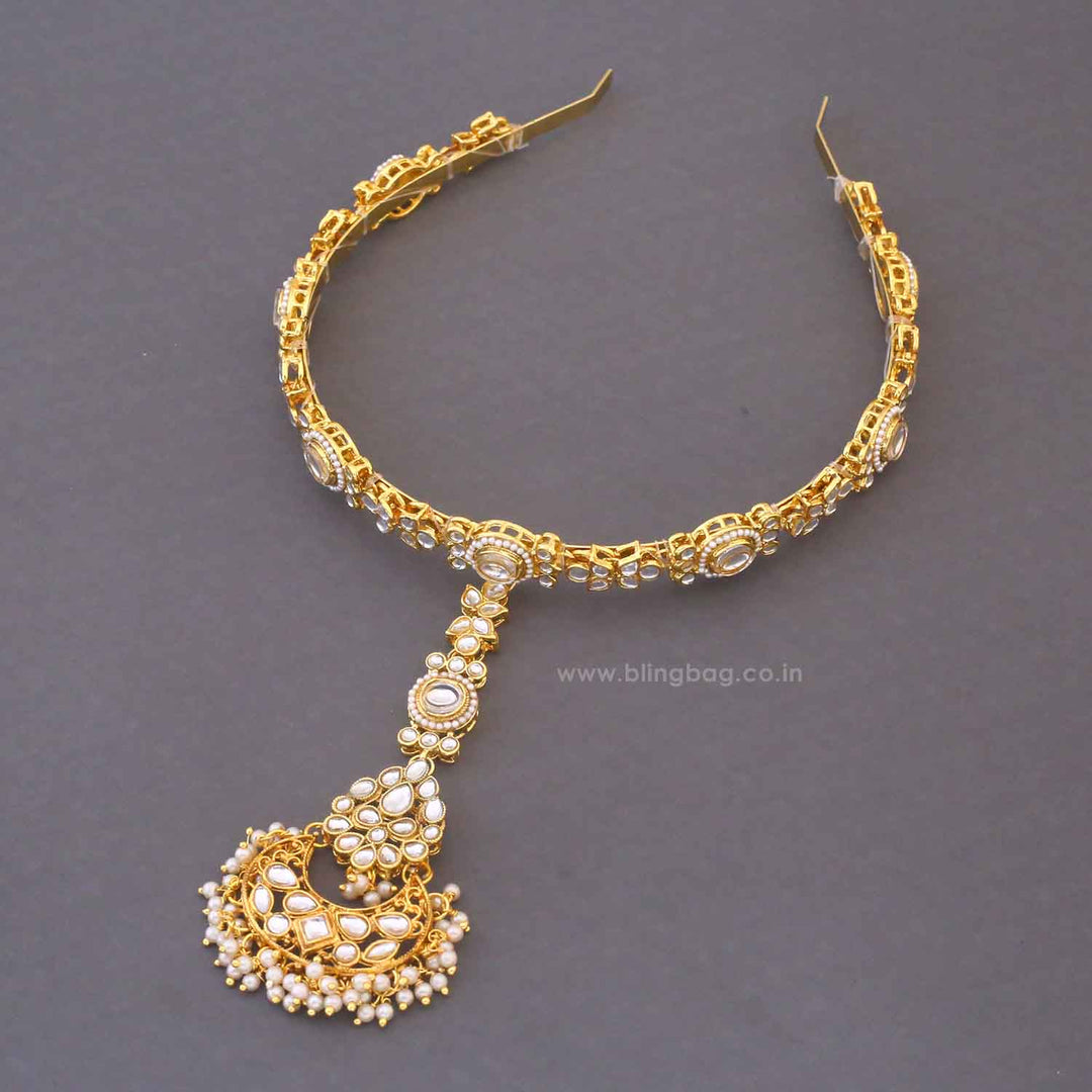 Golden Vaama Hairband With Tikka