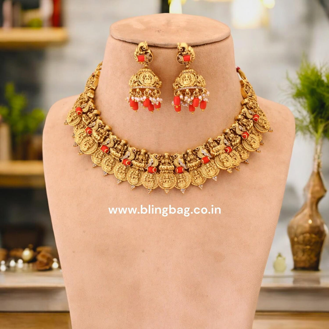 Golden Vaishnavi Temple Jewellery Set-New Arrival