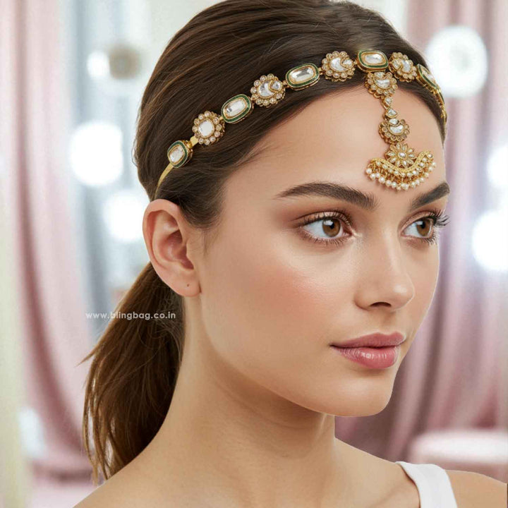 Golden Vasanthi Hairband With Tikka