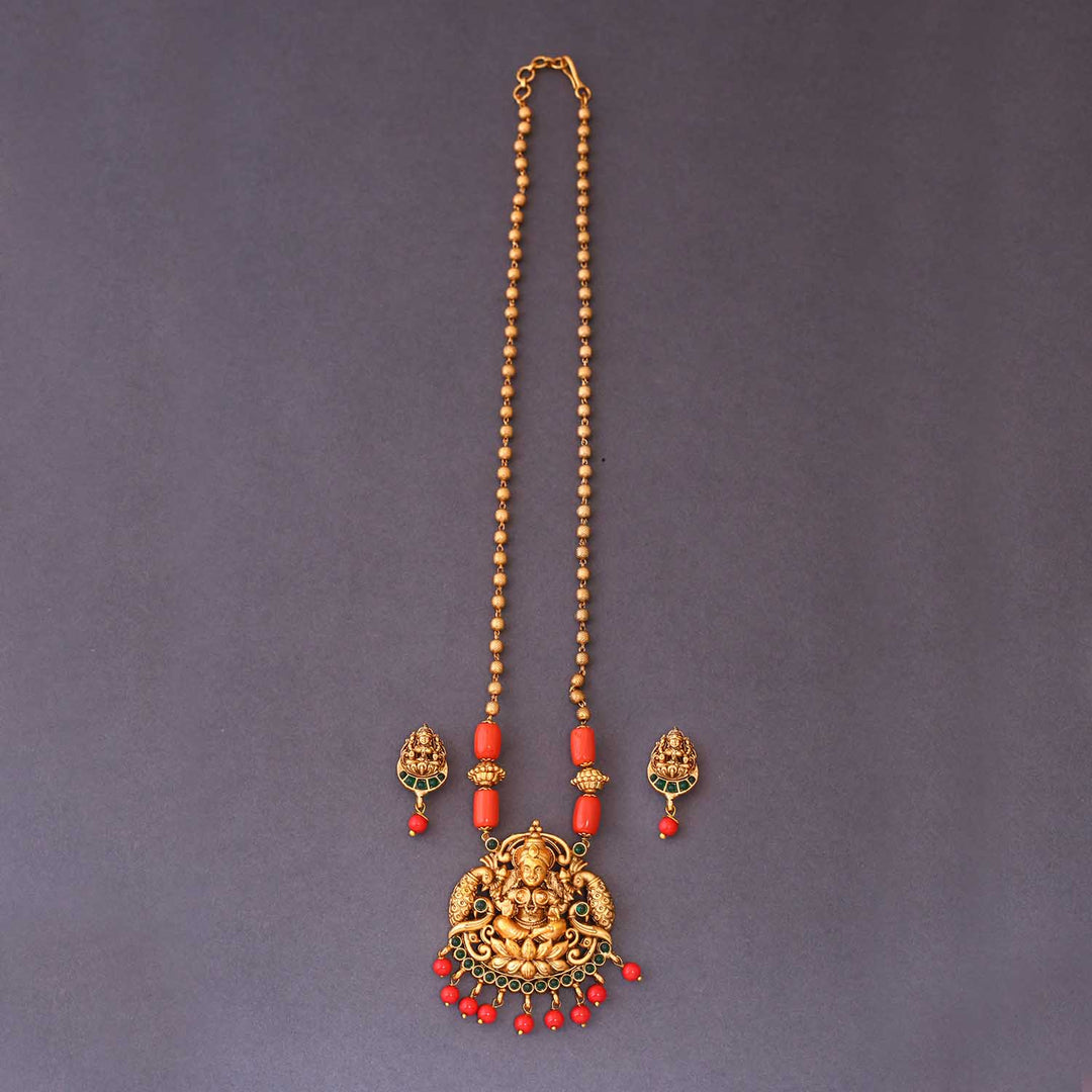 Golden Vashnavi Temple Pendant Set- New Arrival