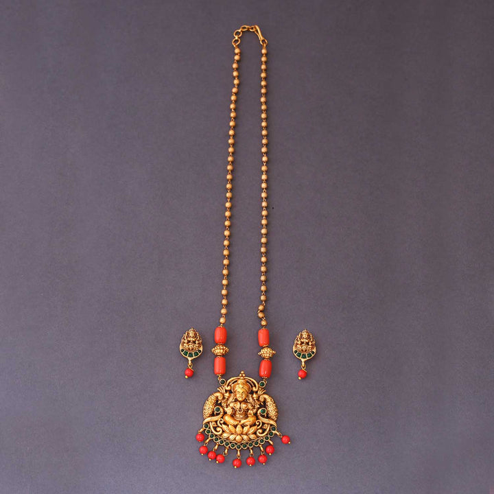 Golden Vashnavi Temple Pendant Set- New Arrival