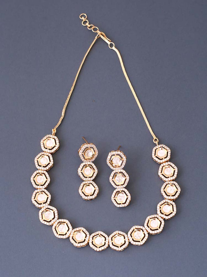 Golden Vena Zirconia Jewellery Set