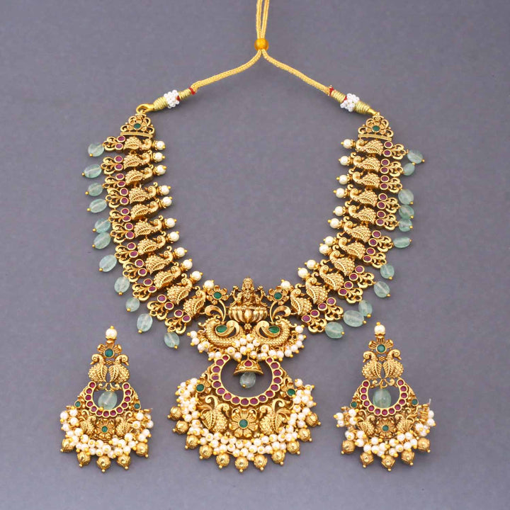 Golden Venkatesh Temple Jewellery Set- New Arrival