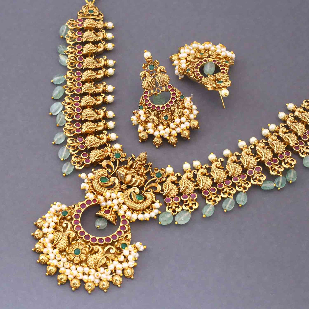 Golden Venkatesh Temple Jewellery Set- New Arrival